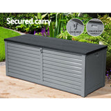 Gardeon Outdoor Storage Box 390L Container Lockable Garden Bench Tools Toy Shed Black - Low Angle