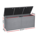 Gardeon Outdoor Storage Box 490L Container Lockable Garden Bench Tools Toy Shed Black - Front View