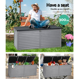 Gardeon Outdoor Storage Box 490L Container Lockable Garden Bench Tools Toy Shed Black - 45-Degree Angle