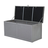 Gardeon Outdoor Storage Box 490L Container Lockable Garden Bench Tools Toy Shed Black - Low Angle