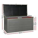 Gardeon Outdoor Storage Box 680L Container Lockable Garden Bench Tool Shed Black - Front View