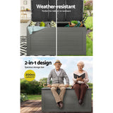 Gardeon Outdoor Storage Box 680L Container Lockable Garden Bench Tool Shed Black - 45-Degree Angle
