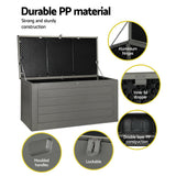 Gardeon Outdoor Storage Box 680L Container Lockable Garden Bench Tool Shed Black - Rear View