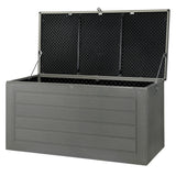 Gardeon Outdoor Storage Box 680L Container Lockable Garden Bench Tool Shed Black - Close-Up Angle