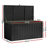 Gardeon Outdoor Storage Box 830L Container Lockable Bench Tool Shed All Black - Front View