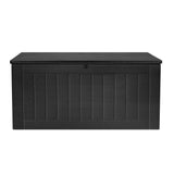 Gardeon Outdoor Storage Box 830L Container Lockable Bench Tool Shed All Black - Side View