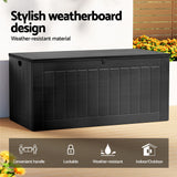 Gardeon Outdoor Storage Box 830L Container Lockable Bench Tool Shed All Black - Top-Down View