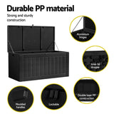 Gardeon Outdoor Storage Box 830L Container Lockable Bench Tool Shed All Black - Rear View