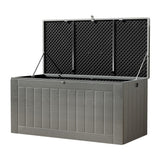 Gardeon Outdoor Storage Box 830L Container Lockable Garden Bench Tool Shed Black - Close-Up Angle