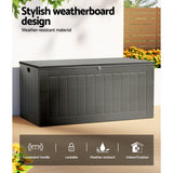 Gardeon Outdoor Storage Box 830L Container Lockable Garden Bench Tool Shed Black - Top-Down View