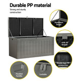 Gardeon Outdoor Storage Box 830L Container Lockable Garden Bench Tool Shed Black - Rear View