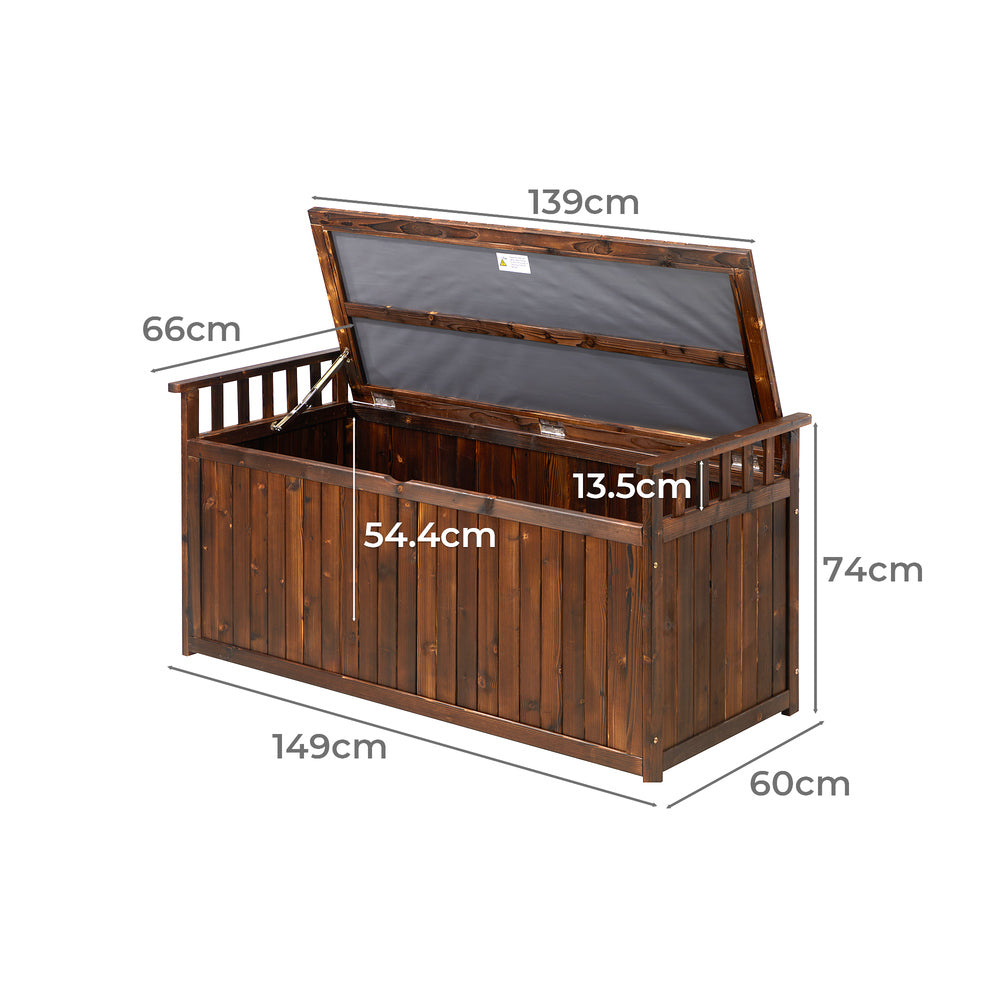 Livsip Outdoor Storage Box Garden Bench Wooden 500L Charcoal