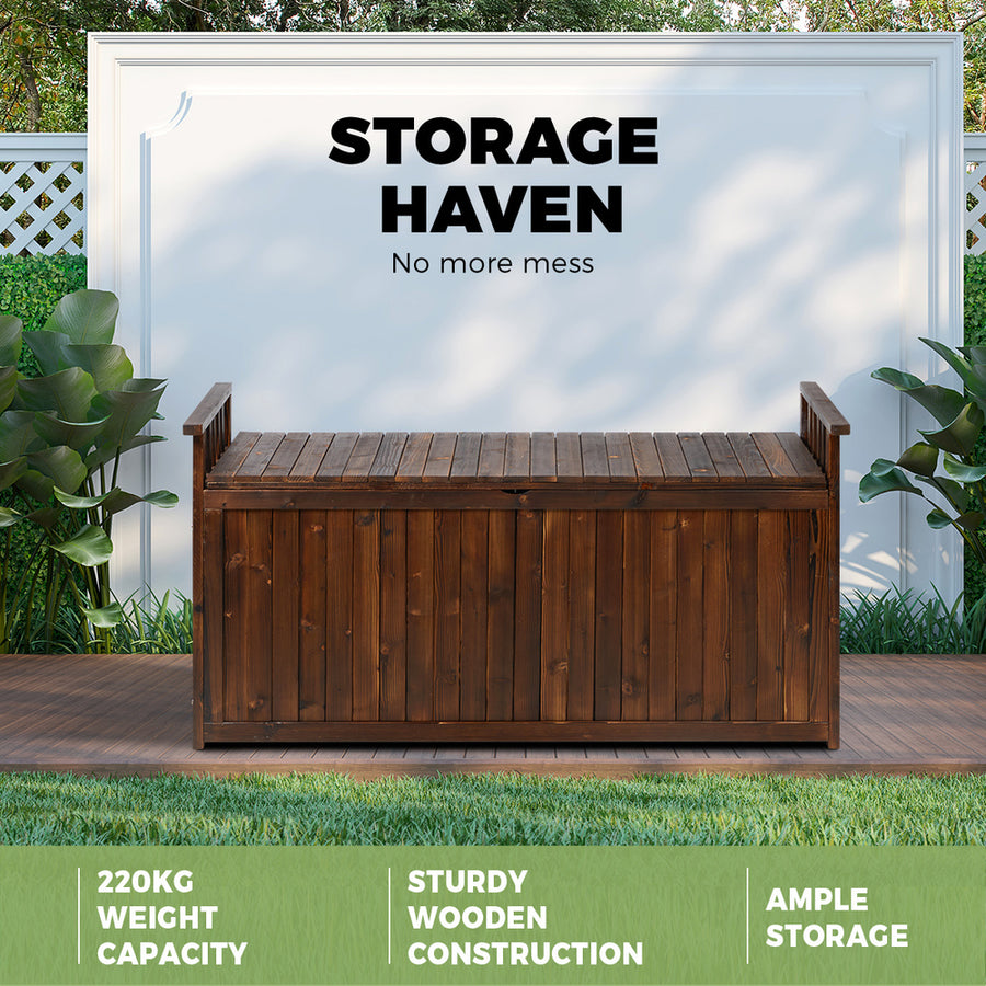 Livsip Outdoor Storage Box Garden Bench Wooden 500L Charcoal