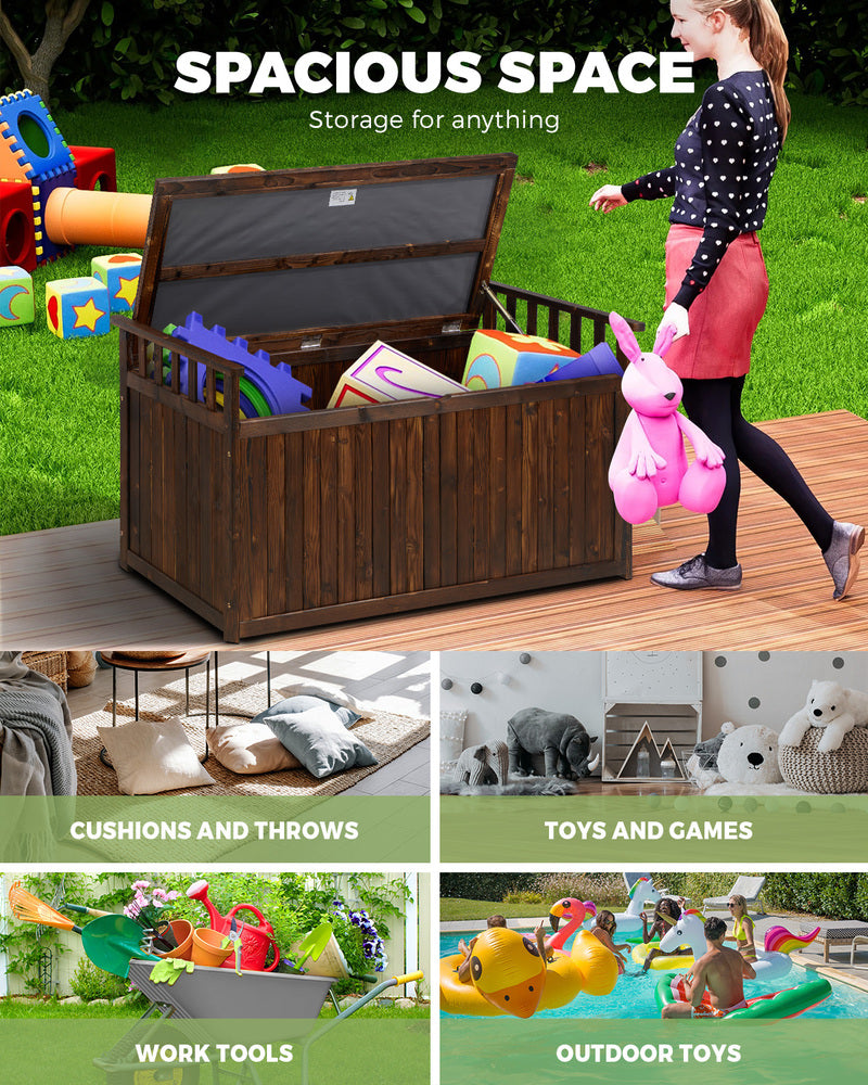Livsip Outdoor Storage Box Garden Bench Wooden 500L Charcoal