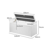Livsip Outdoor Storage Box Garden Bench Wooden 500L White - Side View