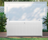 Livsip Outdoor Storage Box Garden Bench Wooden 500L White - Low Angle