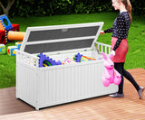 Livsip Outdoor Storage Box Garden Bench Wooden 500L White - Rear View