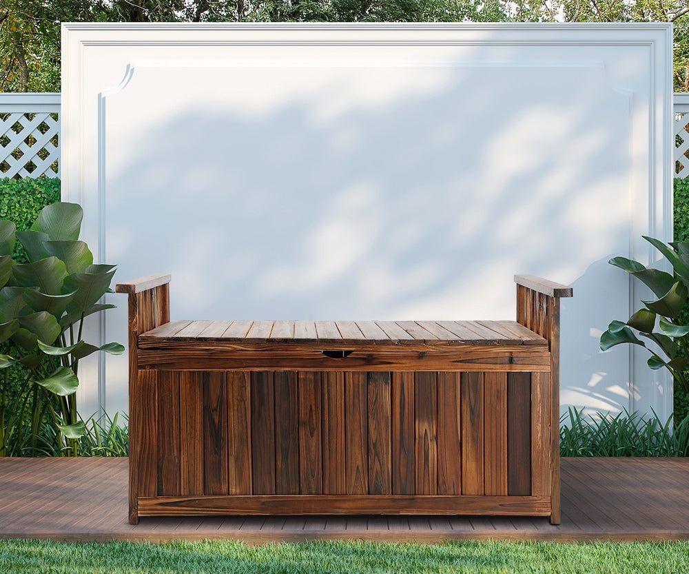 Livsip Outdoor Storage Box Wooden Garden Bench L Charcoal