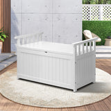 Livsip Outdoor Storage Box Wooden Garden Bench L White - Rear View