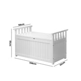Livsip Outdoor Storage Box Wooden Garden Bench L White - Top-Down View