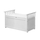Livsip Outdoor Storage Box Wooden Garden Bench L White - Close-Up Angle