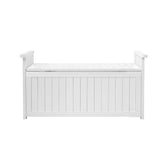Livsip Outdoor Storage Box Wooden Garden Bench L White - Front View