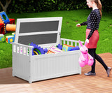 Livsip Outdoor Storage Box Wooden Garden Bench L White - Side View