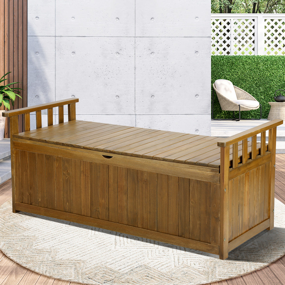 Livsip Outdoor Wooden Storage Bench Waterproof Top
