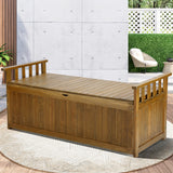 Livsip Outdoor Wooden Storage Bench Waterproof Top - Side View