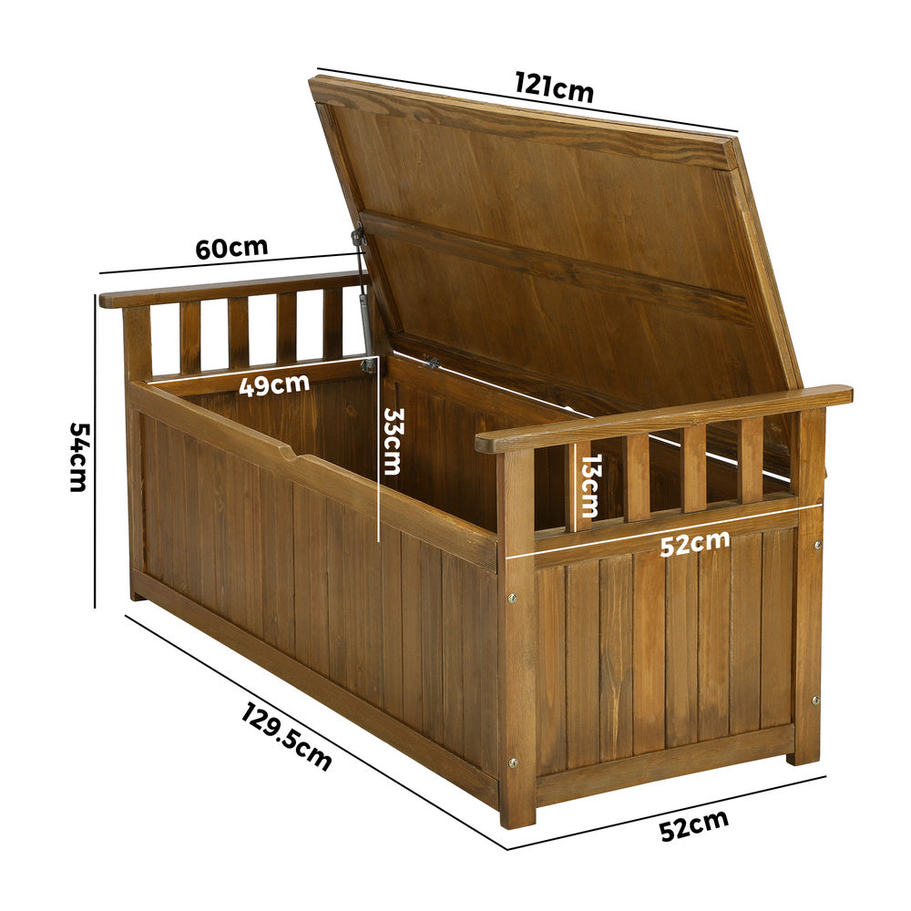 Livsip Outdoor Wooden Storage Bench Waterproof Top