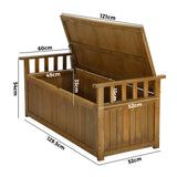 Livsip Outdoor Wooden Storage Bench Waterproof Top - Rear View