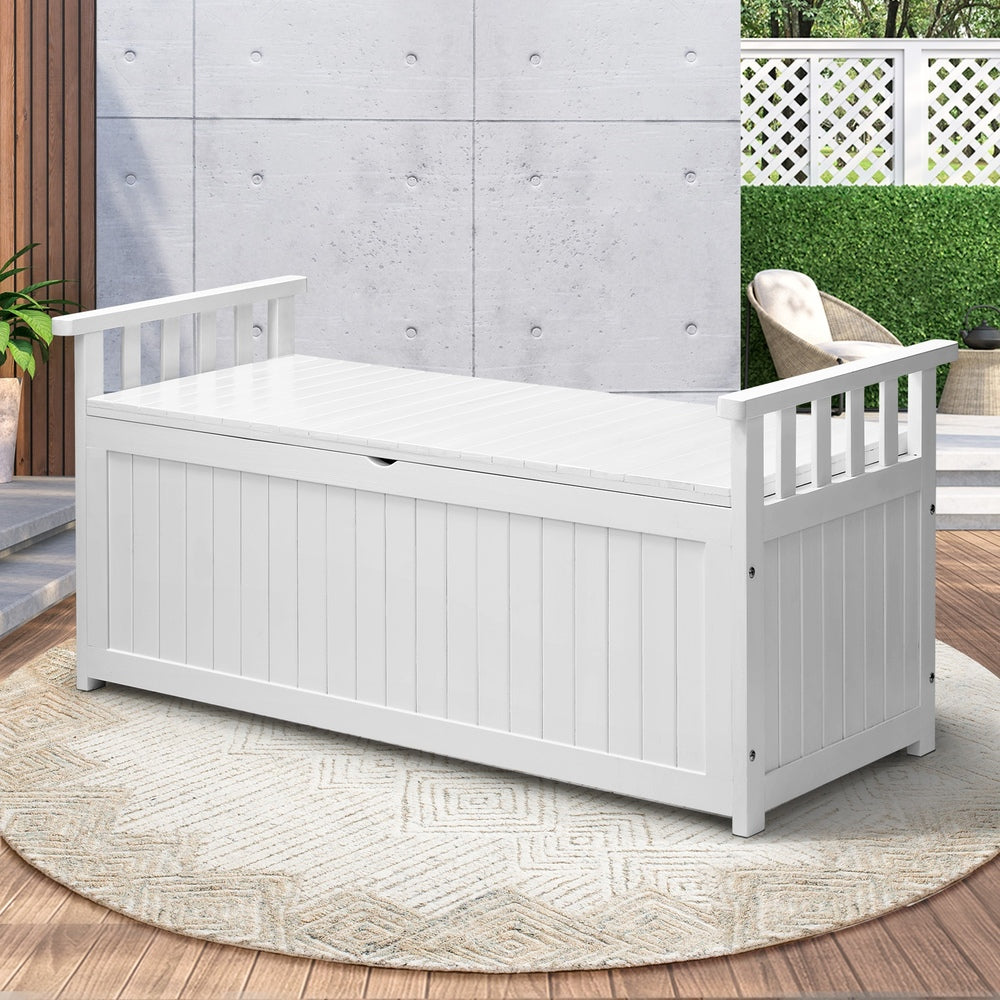 Livsip Outdoor Storage Bench Wooden Container White