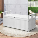 Livsip Outdoor Storage Bench Wooden Container White - 45-Degree Angle