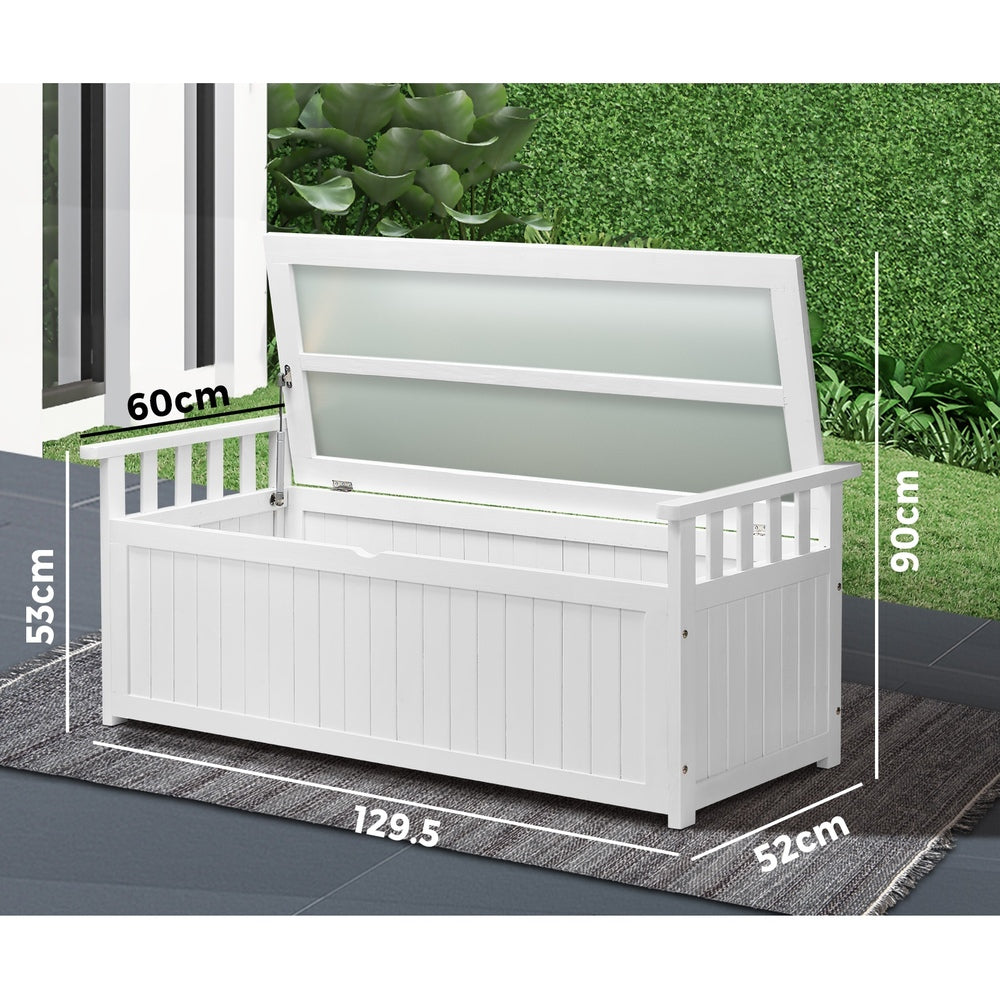 Livsip Outdoor Storage Bench Wooden Container White