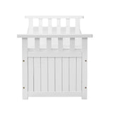 Livsip Outdoor Storage Bench Wooden Container White - Rear View