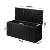 Livsip Outdoor Storage Box Bench 490L Black - 45-Degree Angle