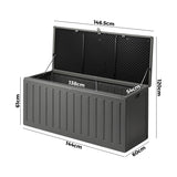 Livsip Outdoor Storage Box Bench 490L Black&Grey - Front View
