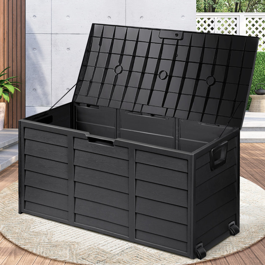 Livsip Outdoor Storage Box Lockable 290L Black, Lockable