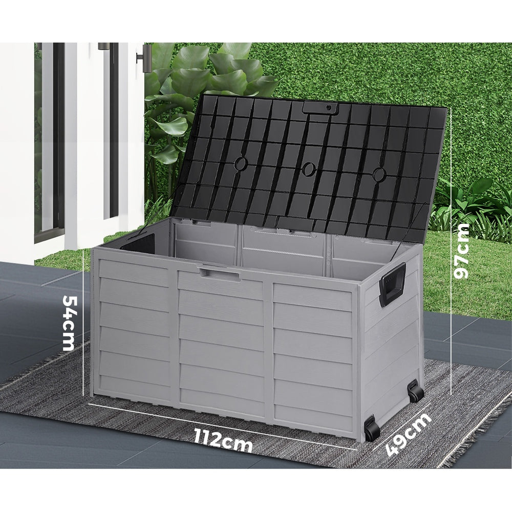 Livsip Outdoor Storage Box Lockable 290L Black&Light Grey
