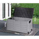 Livsip Outdoor Storage Box Lockable 290L Black&Light Grey - Side View