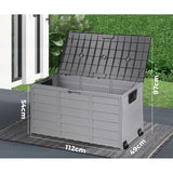 Livsip Outdoor Storage Box Lockable 290L Grey - Side View