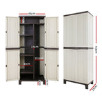 Gardeon tall lockable outdoor storage cabinet, 173cm, beige plastic, lockable double doors