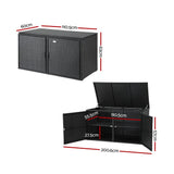 Gardeon Outdoor Storage Cabinet Box Deck Wicker Shelf Chest Garden Shed Tools Black - Front View