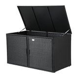 Gardeon Outdoor Storage Cabinet Box Deck Wicker Shelf Chest Garden Shed Tools Black - Side View