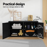 Gardeon Outdoor Storage Cabinet Box Deck Wicker Shelf Chest Garden Shed Tools Black - 45-Degree Angle