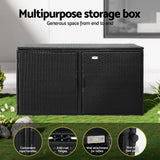 Gardeon Outdoor Storage Cabinet Box Deck Wicker Shelf Chest Garden Shed Tools Black - Rear View