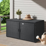 Gardeon Outdoor Storage Cabinet Box Deck Wicker Shelf Chest Garden Shed Tools Black - Close-Up Angle