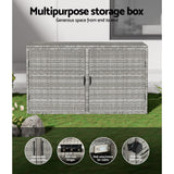 Gardeon Outdoor Storage Cabinet Box Deck Wicker Shelf Chest Garden Shed Tools - Rear View