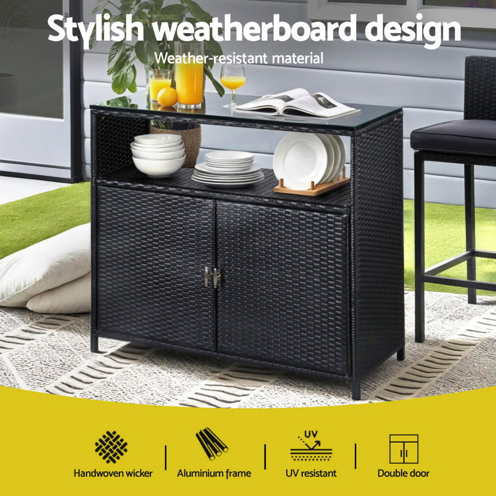 Gardeon Outdoor Storage Cabinet Box Garage Wicker Shed Tools Shelf Chest Garden