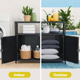 Gardeon Outdoor Storage Cabinet Box Garage Wicker Shed Tools Shelf Chest Garden - Rear View